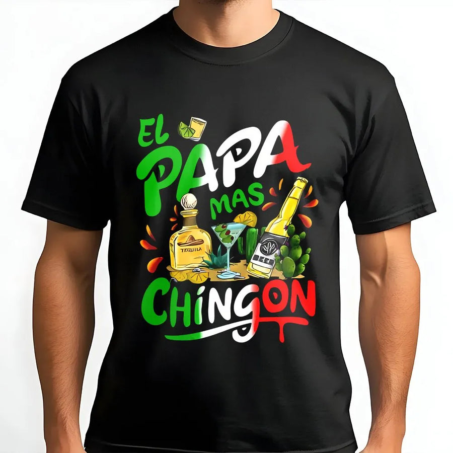 El Papa Mas Chingon T-Shirt | Funny Mexican Dad Graphic | Premium Cotton Blend | Father's Day Gift for Latino Dad, Regalo Para Papa