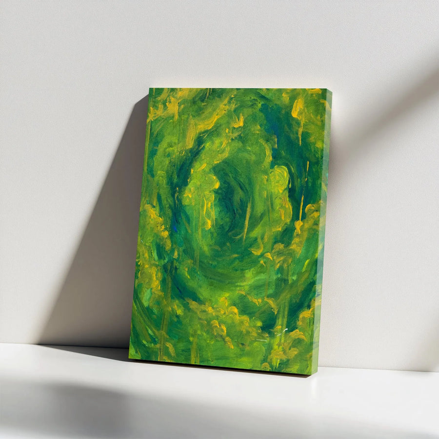 Green and Yellow Abstract Canvas Art | Vibrant Swirl Painting Print | Premium Gallery Wrapped Canvas | Modern Home Decor Gift