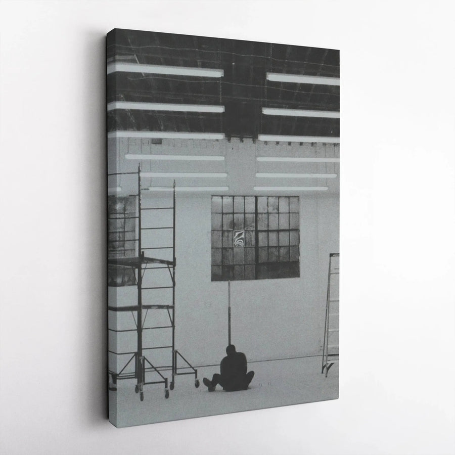 Industrial Silhouette Canvas Print | Moody Urban Photography Wall Art | Premium 1.25 Inch Gallery Wrap | Modern Home Office Decor