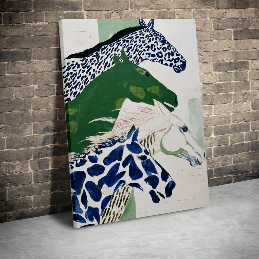 Abstract Horse Canvas Wall Art | Modern Equestrian Portrait with Animal Print | Premium Gallery Wrapped Canvas | Contemporary Home Decor Gift for Horse Lover