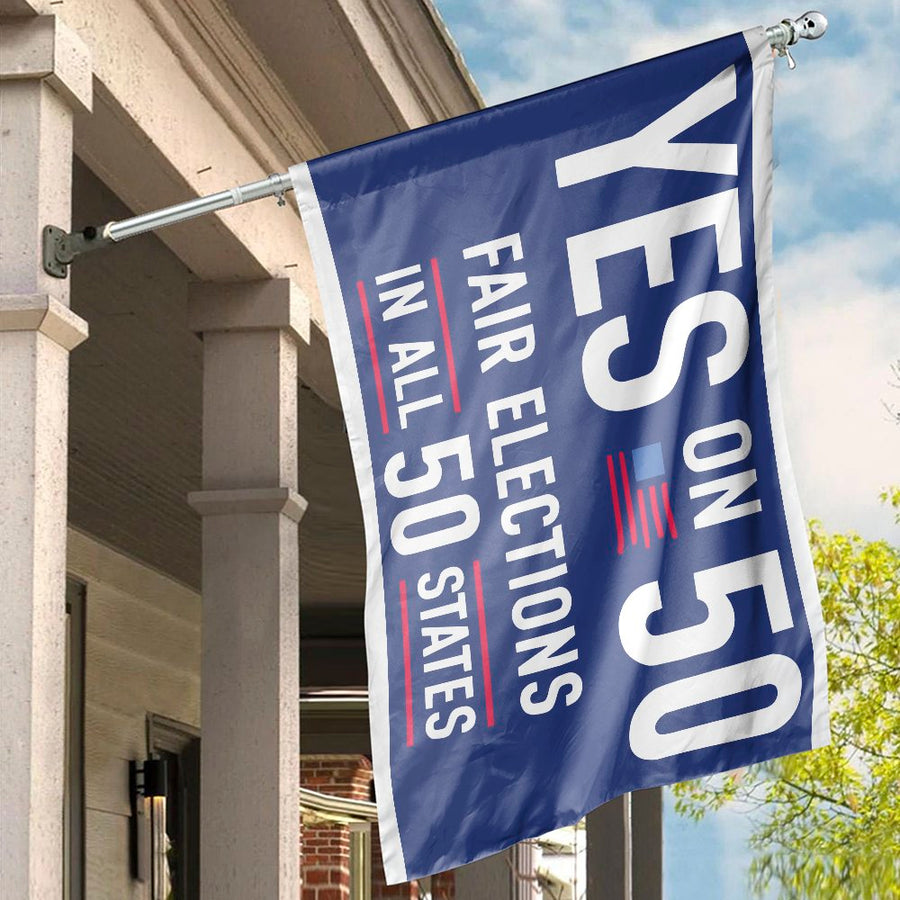Yes On 50 House Flag | Fair Elections Democracy Advocacy Banner | Weather-Resistant Premium Polyester | Civic Engagement Gift For Voters