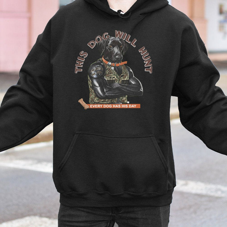 Hunting Dog Hoodie | Funny Labrador Camo Graphic Design | Premium Cotton Blend | Gift for Hunters and Outdoorsmen