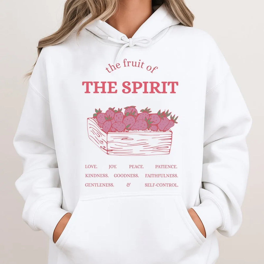 Fruit Of The Spirit Hoodie | Strawberry Graphic Bible Verse | Premium Cotton Blend | Christian Gift For Women & Men