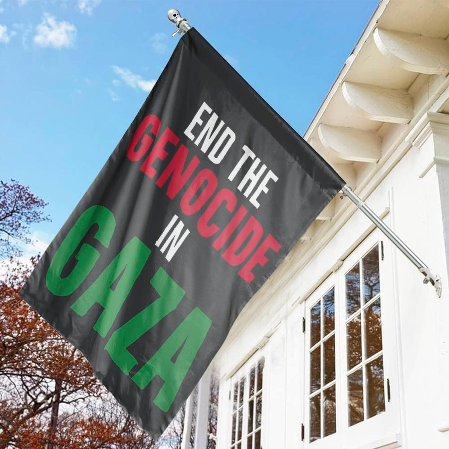 End The Genocide In Gaza Flag | Double-Sided Vertical Protest Banner | Premium Polyester Outdoor Decor | Activism Home & Garden Gift