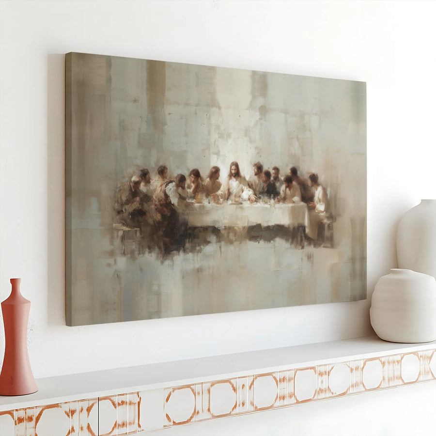 The Last Supper Canvas Wall Art | Modern Abstract Religious Painting | Premium Gallery-Wrapped Print | Christian Home Decor Gift