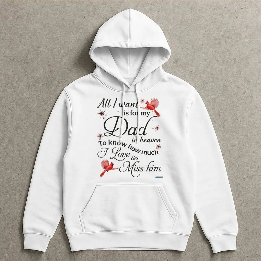 Dad In Heaven Memorial Hoodie | Cardinal Bird Remembrance Design | Premium Cotton Blend | Sympathy Gift For Loss Of Father