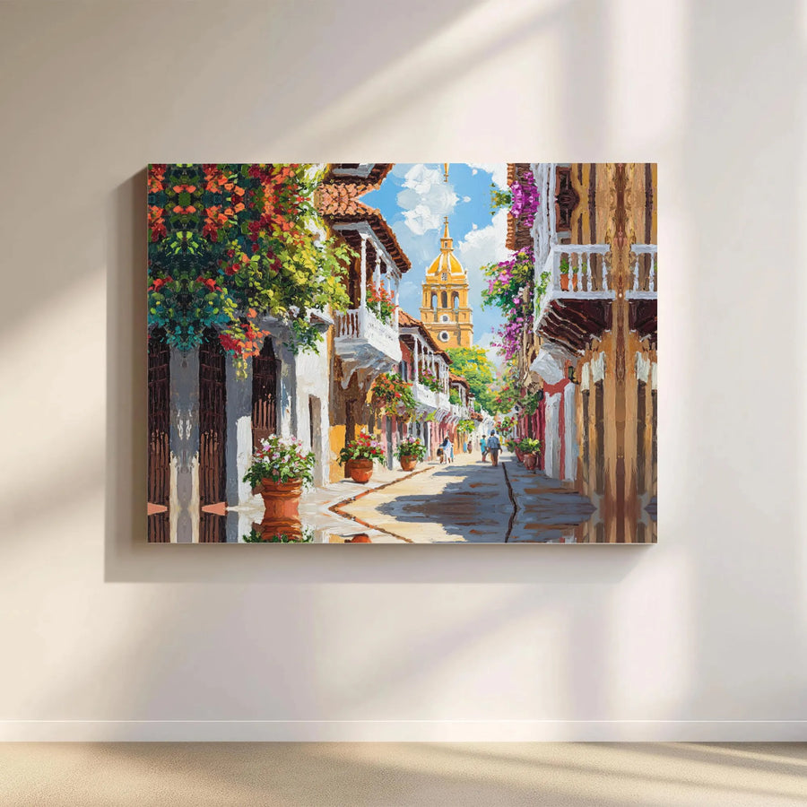 Vibrant Cityscape Canvas Wall Art | Impressionist European Street Scene | Premium Gallery Wrapped Print | Travel Lover Decor Gift