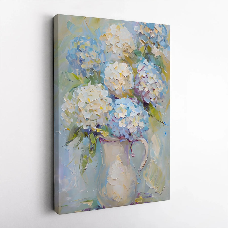 Hydrangea Canvas Wall Art | Impressionist Floral Oil Painting | Premium Gallery Wrapped Decor | Botanical Living Room Gift