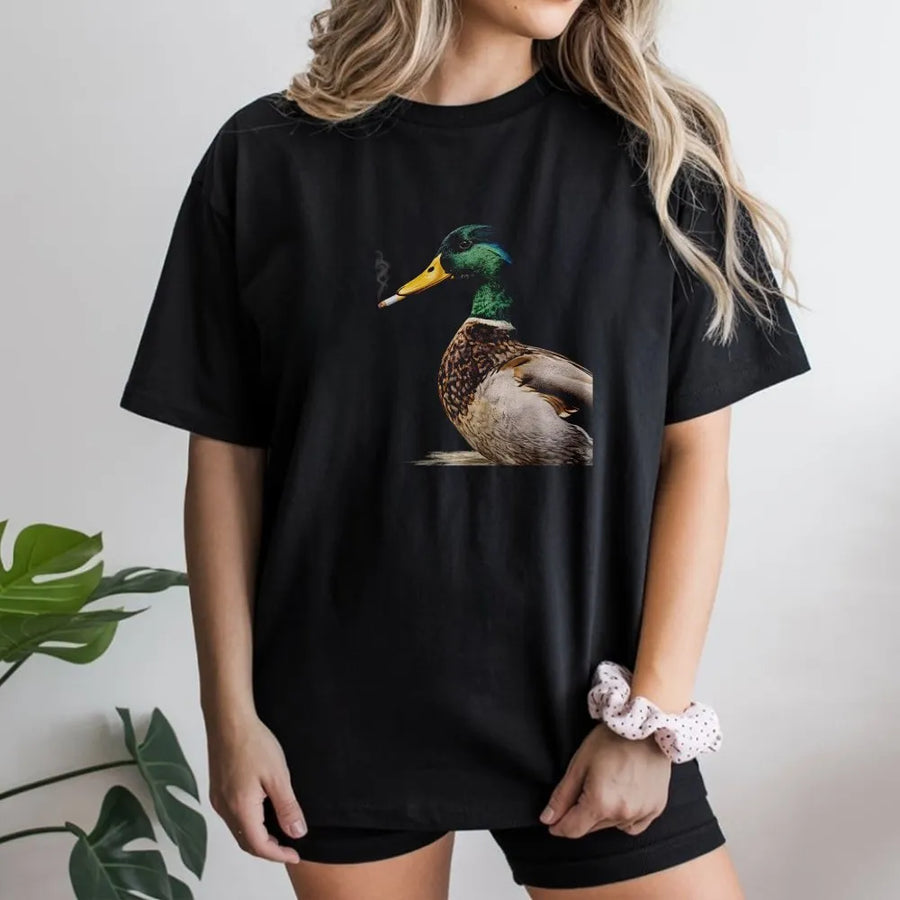 Funny Smoking Duck T-Shirt | Viral Mallard Meme Graphic Sweatshirt | Premium Cotton Blend | Novelty Gift for Hunters & Birdwatchers
