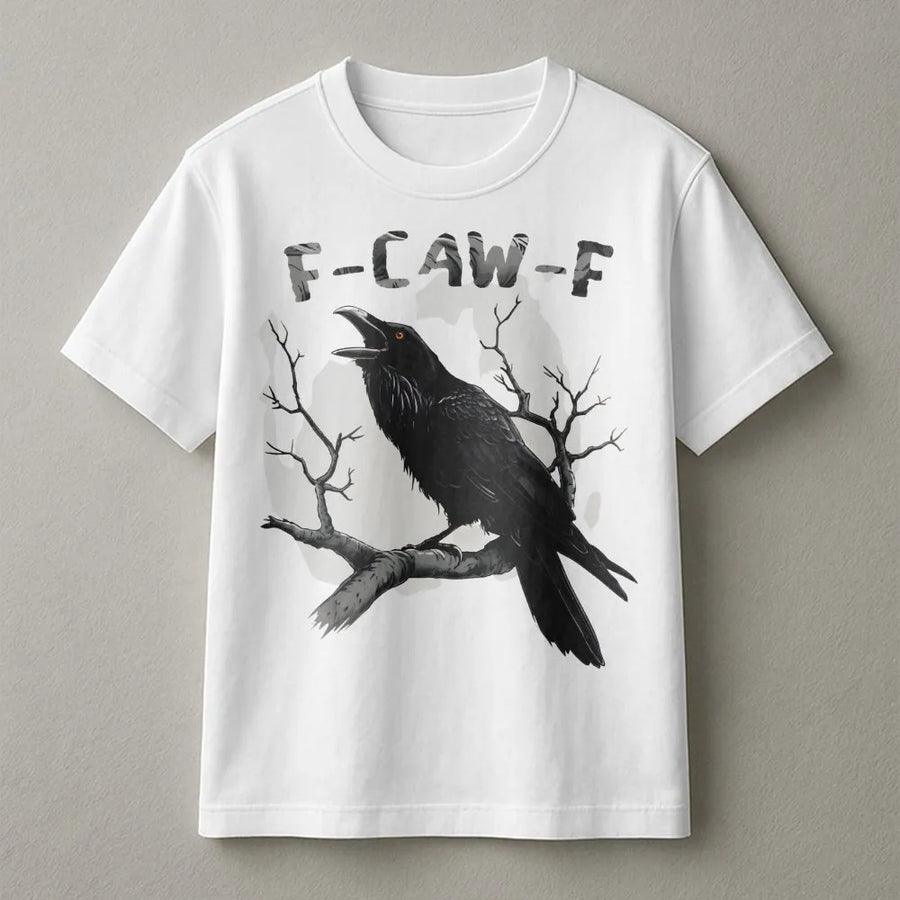 F-Caw-F Raven T-Shirt | Spooky Witchy Crow Graphic Design | 100% Cotton Premium Tee | Funny Bird Lover Gift for Men and Women