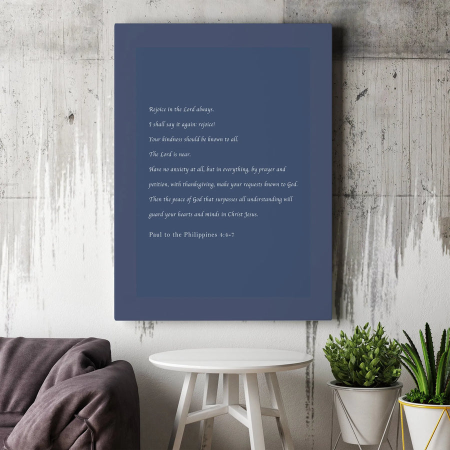 Philippians 4:4-7 Canvas Wall Art | Minimalist Scripture Print | Premium Gallery Wrapped Canvas | Christian Home Decor Inspirational Gift