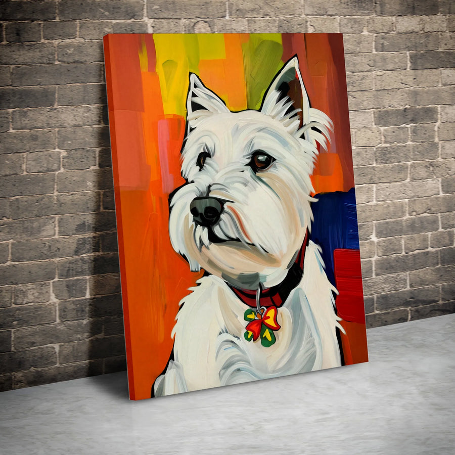 West Highland Terrier Wall Art | Colorful Pop Art Dog Portrait | Premium 1.25 Inch Gallery Wrap Canvas | Unique Westie Lover Gift