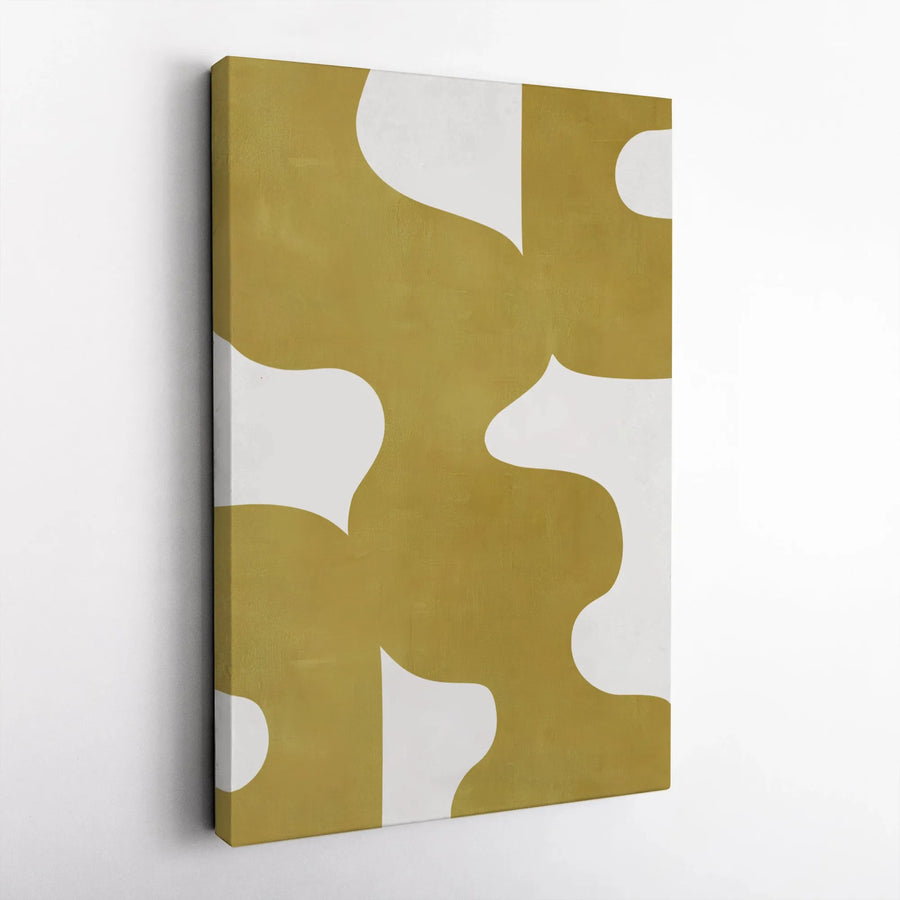 Modern Abstract Vertical Canvas | Mustard Yellow Organic Shapes Print | Premium Thick Gallery Wrap Wall Art | Minimalist Home Decor Gift