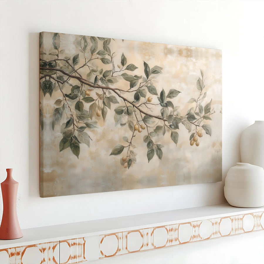 Vintage Botanical Canvas Print | Neutral Tone Tree Branch Wall Art | Premium Gallery Wrapped Canvas | Modern Farmhouse Living Room Decor Gift