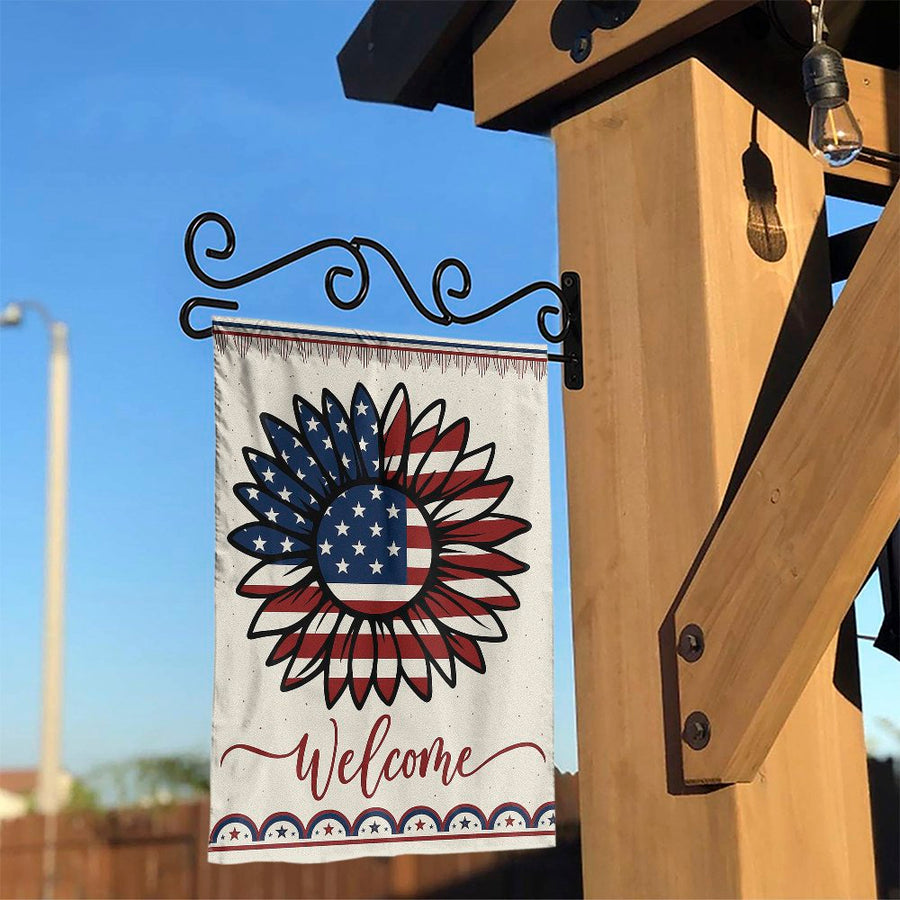 American Flag Sunflower Garden Flag | Patriotic Welcome Outdoor Decor | Weather-Resistant Premium Polyester | 4th of July Memorial Day Yard Gift