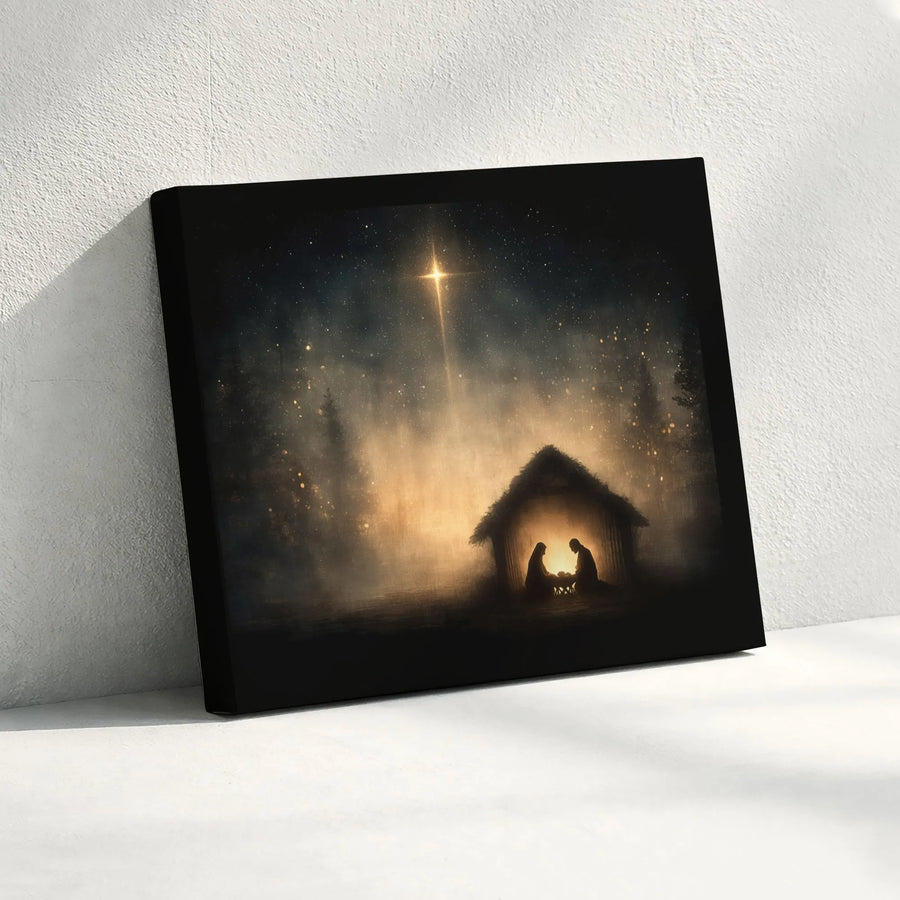 Nativity Scene Canvas Print | Star of Bethlehem Wall Art | Premium Gallery Wrapped Decor | Religious Christmas Gift for Home