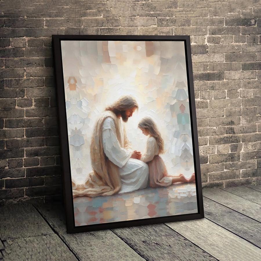 Jesus Praying With Child Canvas Art | Impressionist Religious Wall Decor | Premium 1.25" Gallery Wrap | Inspirational Christian Gift for Home