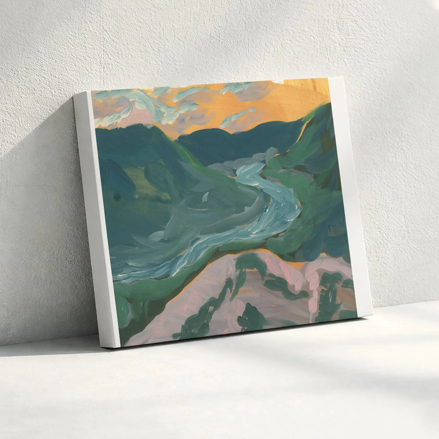 Tennessee River Wall Art | Impressionist Mountain Landscape Canvas Print | Premium Gallery Wrapped Finish | Unique Nature Lover Gift for Home