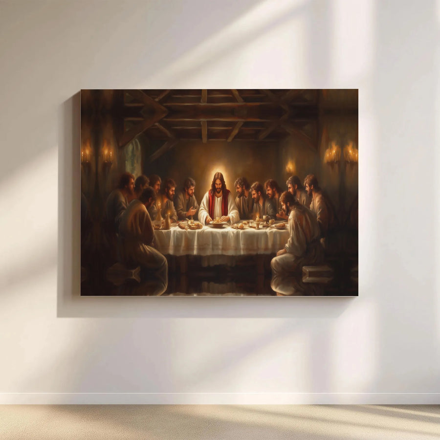 Last Supper Canvas Wall Art | Jesus and His Disciples Print | Premium Gallery Wrapped Canvas | Religious Christian Home Decor Gift