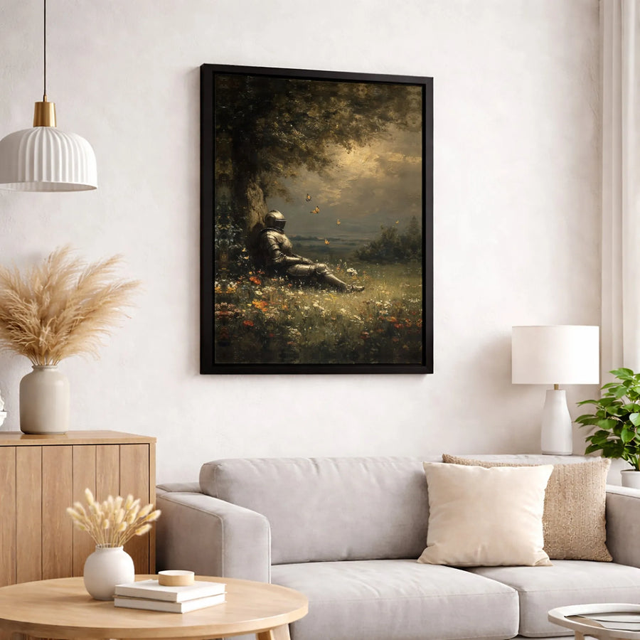 Knight Resting In Wildflower Field Canvas | Peaceful Medieval Wall Art | Premium Gallery-Wrapped Print | Gift For History Buffs