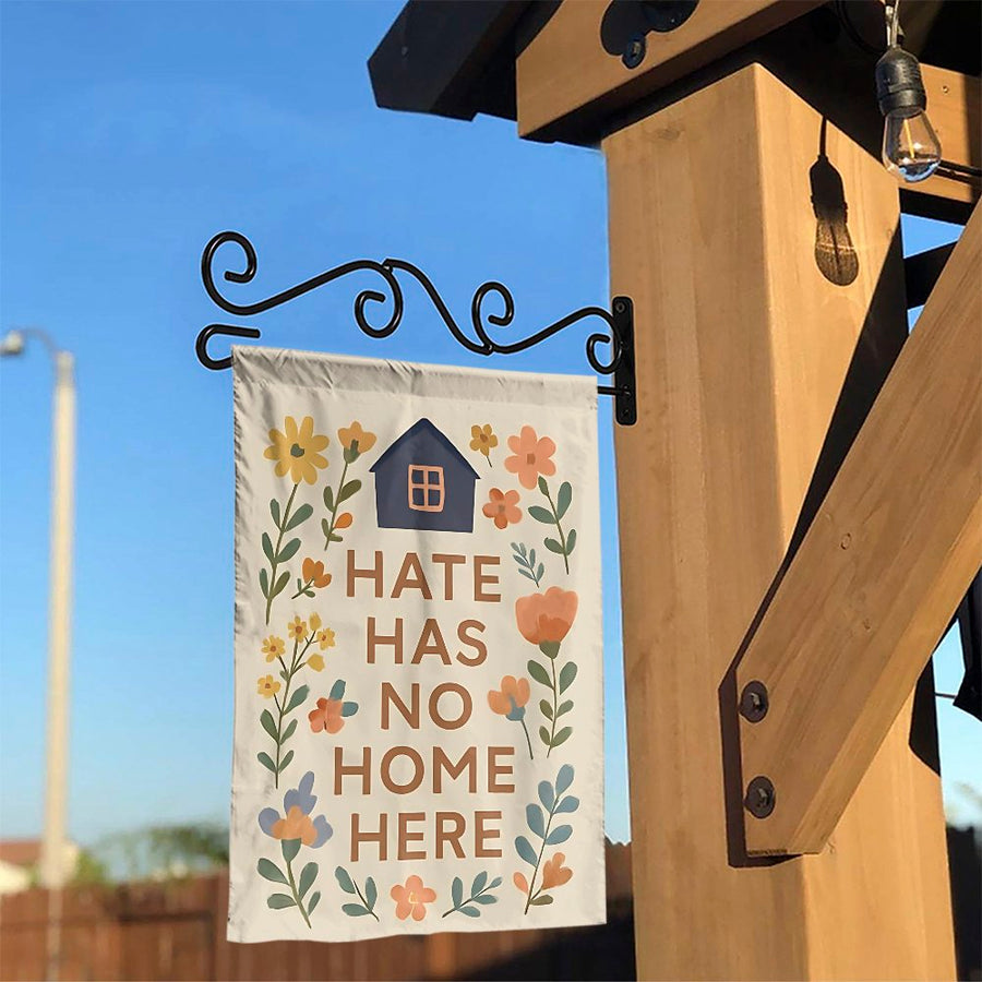 Hate Has No Home Here Garden Flag | Floral Kindness Yard Banner | Weather-Resistant Polyester | Inclusive Home Decor Gift