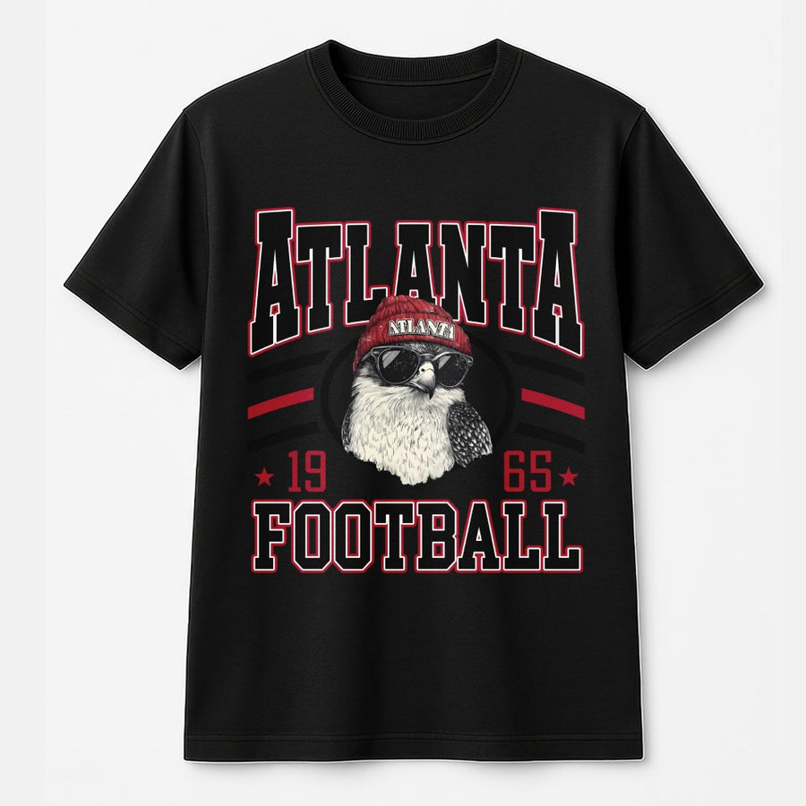 Atlanta Football 1965 With Falcon Wearing A Red Beanie And Sunglasses T-Shirt