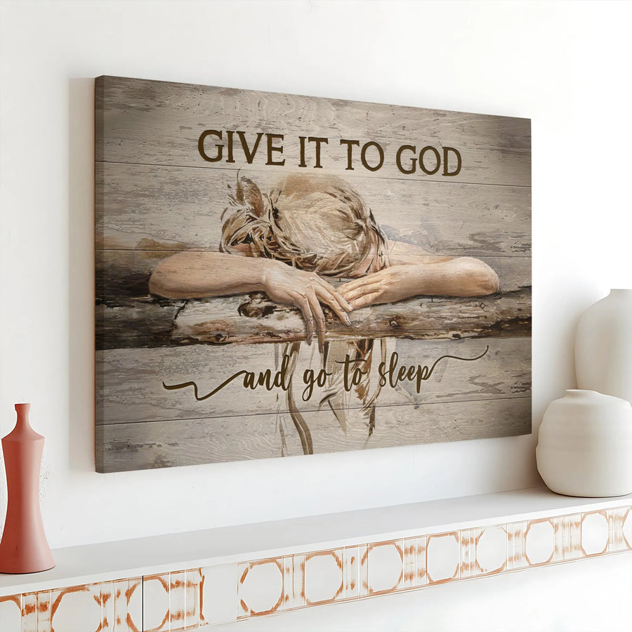 'Give It To God' Canvas Wall Art | Rustic Christian Home Decor | Inspirational Scripture Print | Premium Faith-Based Gift for Women