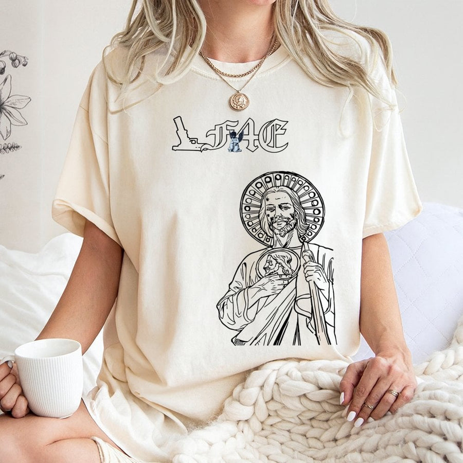 Saint Jude Graphic T-Shirt | Retro Catholic Religious Art Print | 100% Premium Cotton Tee | Unisex Faith-Inspired Gift for Men and Women