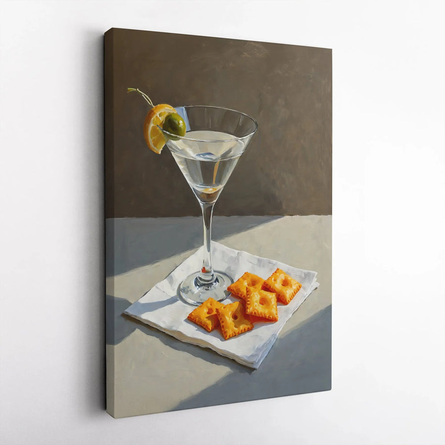 Martini Cocktail Canvas Print | Realistic Still Life Painting | Premium Thick Gallery Wrap | Home Bar & Kitchen Decor Gift