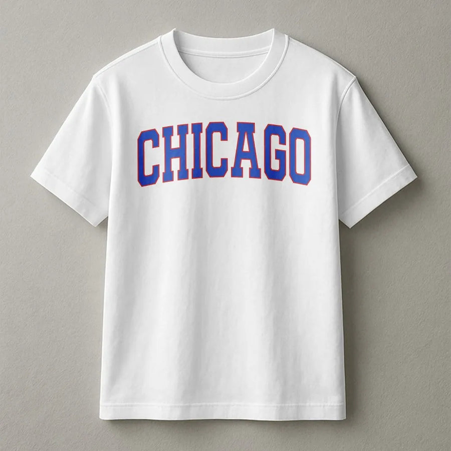 Chicago T-Shirt | Retro Varsity College Font | Premium Cotton Blend | Gift for Men & Women