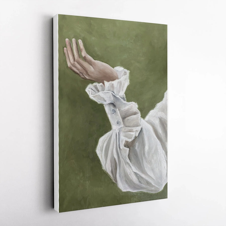 Renaissance Hand Canvas Print | Vintage Poet Sleeve Oil Painting Style | Premium Gallery Wrapped Wall Art | Moody Academia Home Decor Gift