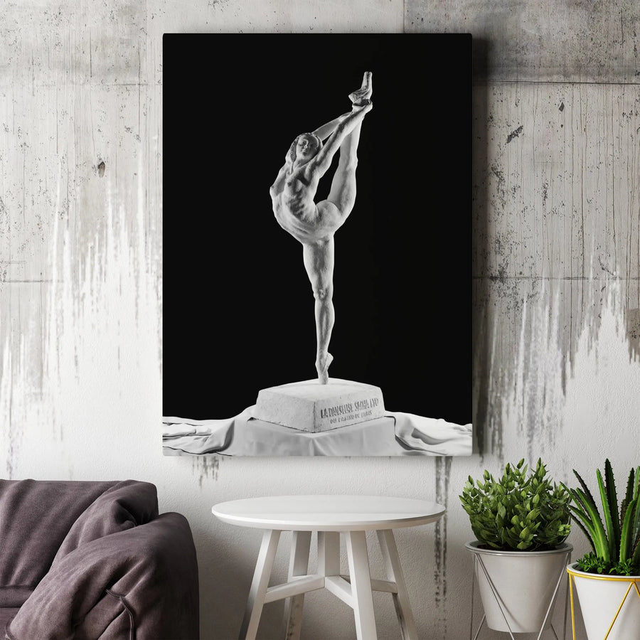 Dancer Sculpture Canvas Print | Black and White Ballet Art | Gallery Wrapped 1.25" Profile | Elegant Modern Home Decor Wall Art