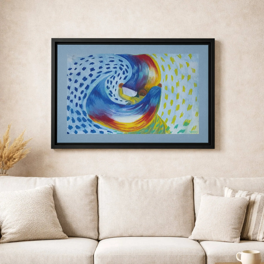 Abstract Canvas Wall Art | Colorful Two Figures Swirl Painting | Premium Gallery Wrapped 1.25" Profile | Modern Living Room Home Decor Gift