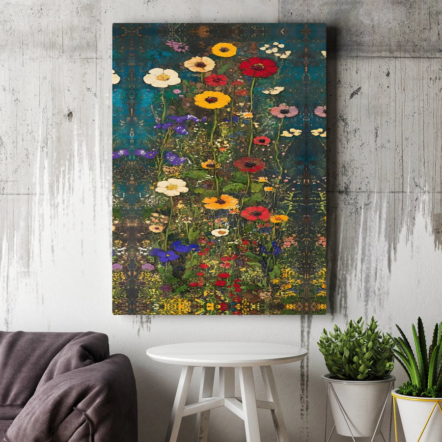 Wildflower Meadow Canvas Print | Colorful Impressionist Floral Wall Art | Premium 1.25-inch Gallery Wrap | Botanical Home Decor Gift for Nature Lovers