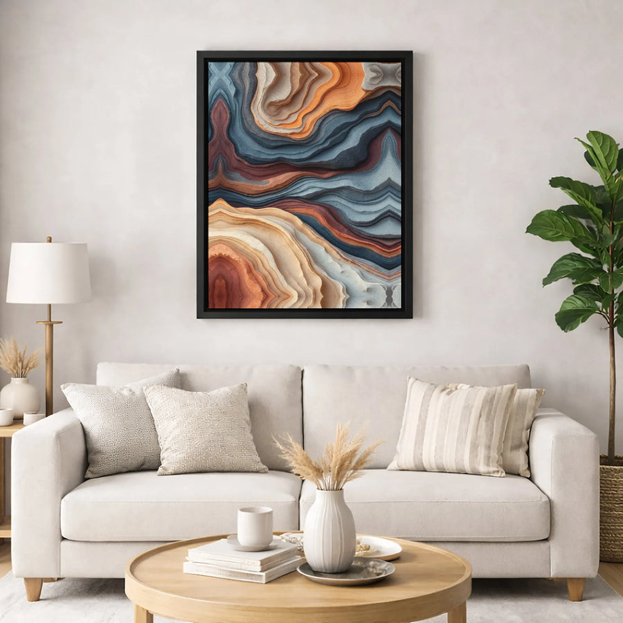 Abstract Geological Strata Canvas Art | Layered Earth Tone Wall Decor | Premium 1.25-Inch Gallery Wrap | Modern Minimalist Living Room Gift