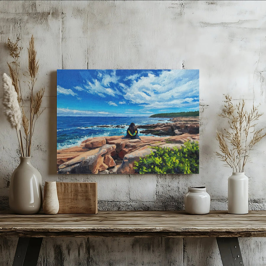Coastal Graduation Canvas Print | Serene Ocean Landscape Painting | Premium Gallery Wrapped Art | Inspirational Academic Achievement Gift