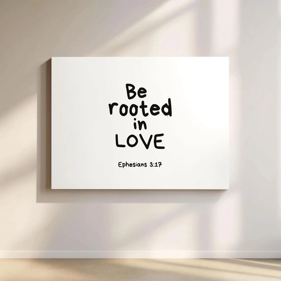Be Rooted In Love Canvas Wall Art | Ephesians 3:17 Bible Verse Print | Premium Gallery Wrap Decor | Christian Home Gift for Couples