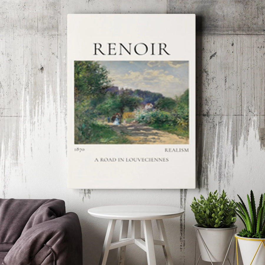 Renoir A Road in Louveciennes Vertical Canvas | Vintage Exhibition Poster Style | Premium Gallery Wrap | Collector's Fine Art Print for Home Decor