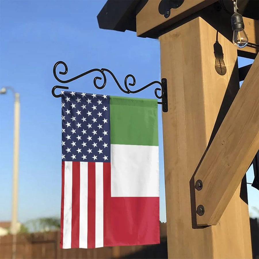 Italian American Garden Flag | Double Sided USA Italy Friendship Design | Premium Weather Resistant Polyester | Patriotic Yard Decor Gift for Italians