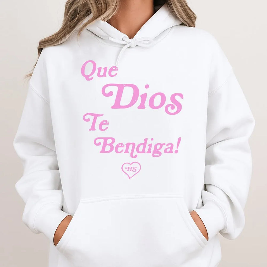 Que Dios Te Bendiga Hoodie | Spanish Christian Apparel | Soft Cotton Blend Graphic Sweatshirt | Religious Faith Gift For Women And Men