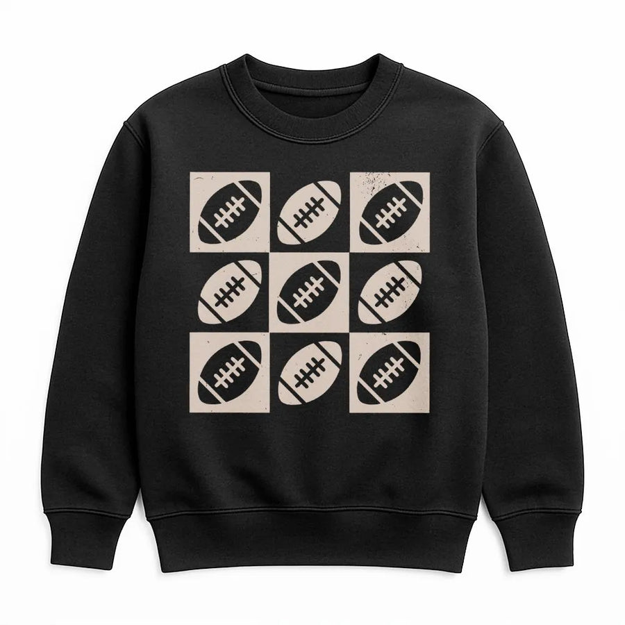 Checkered Football Shirt | Retro Game Day Grid Graphic | Premium Soft Cotton Tee | Gift for Football Mama