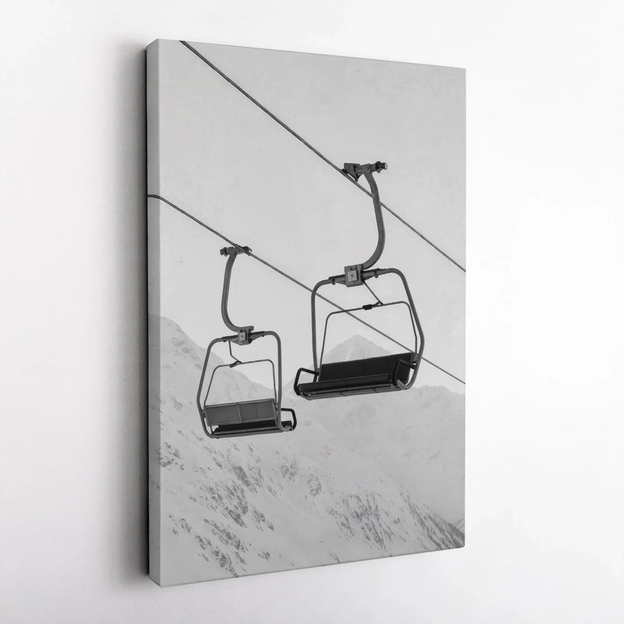Ski Lift Canvas Wall Art | Snowy Mountain Photography | Premium Gallery Wrap Decor | Winter Sports Lover Gift for Home or Office