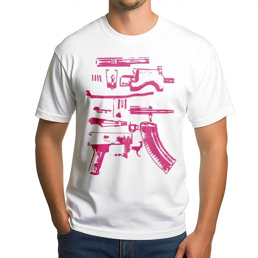 Gun Schematic T-Shirt | Exploded Firearm View Graphic | Premium Soft Cotton | 2nd Amendment Collector's Gift