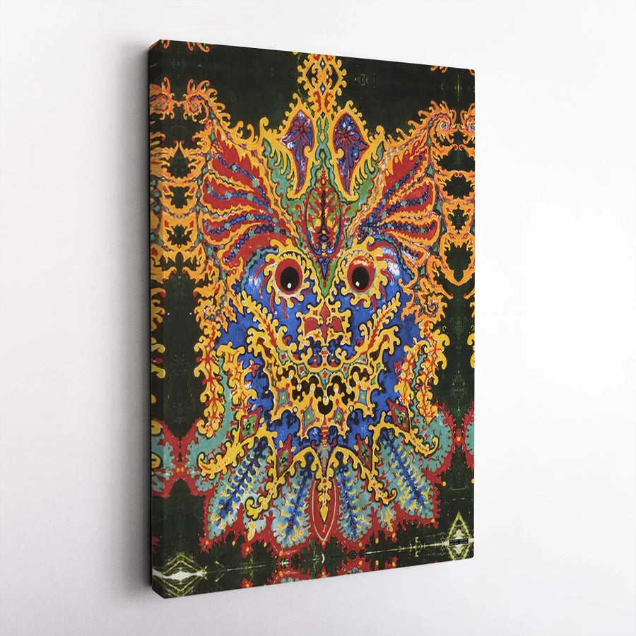 Psychedelic Owl Wall Art | Symmetrical Abstract Bohemian Canvas Print | Premium Gallery Wrap Decor | Unique Visionary Home Office Gift