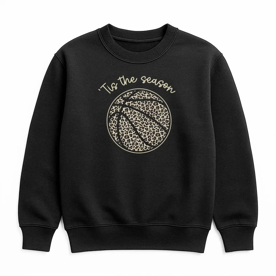 Tis The Season Basketball Sweatshirt | Leopard Print Ball Graphic | Premium Cotton Blend | Gift for Sports Mom & Basketball Fan