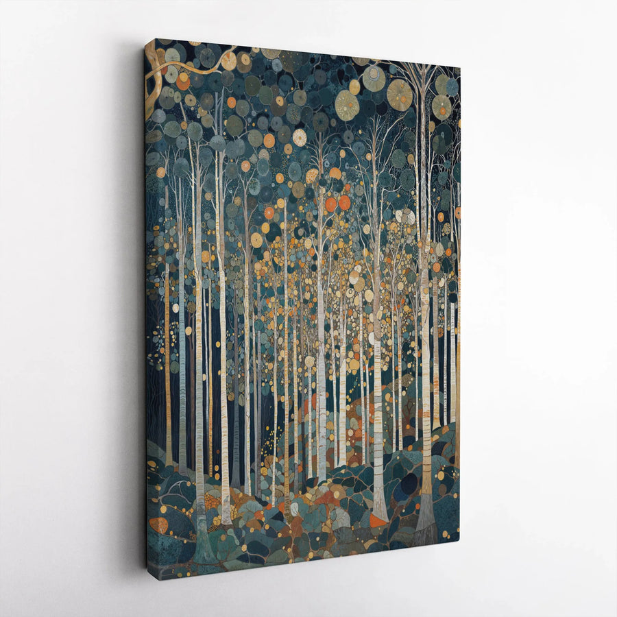 Abstract Birch Tree Canvas Wall Art | Stylized Woodland Scene | Premium Thick Gallery Wrapped Canvas | Modern Living Room Decor Gift