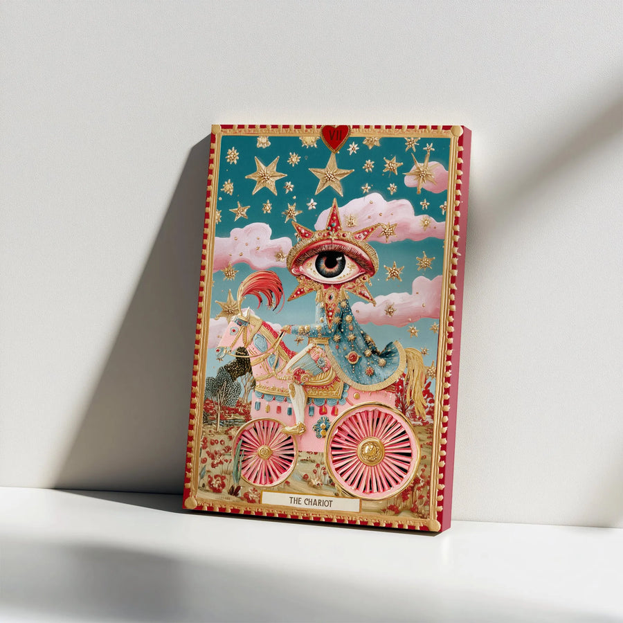 The Chariot Tarot Card Canvas Print | Surreal All-Seeing Eye Art | Premium Gallery Wrapped Canvas | Spiritual Decor Gift for Tarot Readers