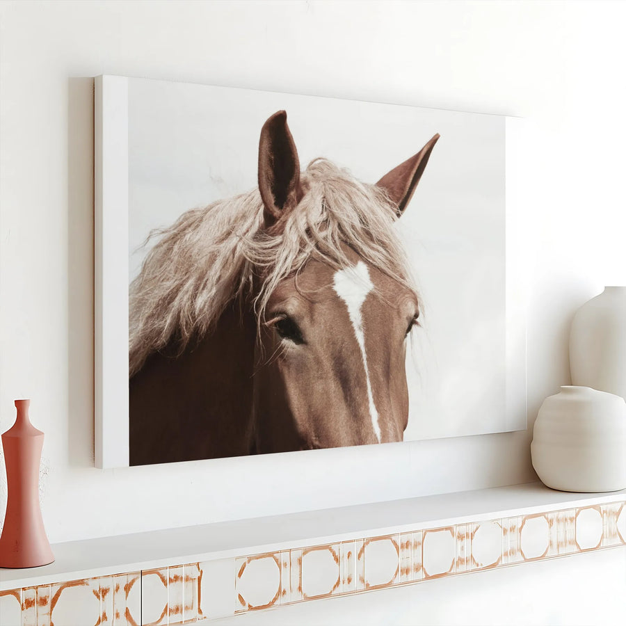 Rustic Horse Canvas Wall Art | Close-Up Chestnut Horse Portrait | Premium Fade-Resistant Print | Equestrian Farmhouse Decor Gift