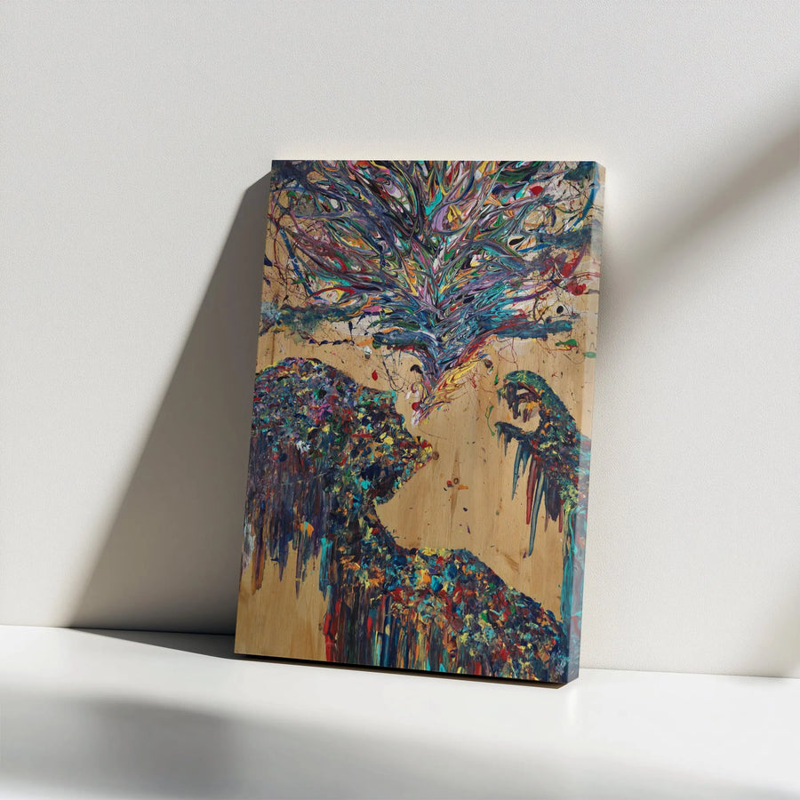 Abstract Human Profile Canvas Wall Art | Colorful Expressionist Painting Print | Premium Fade-Resistant Ink | Modern Home Decor Collector's Gift