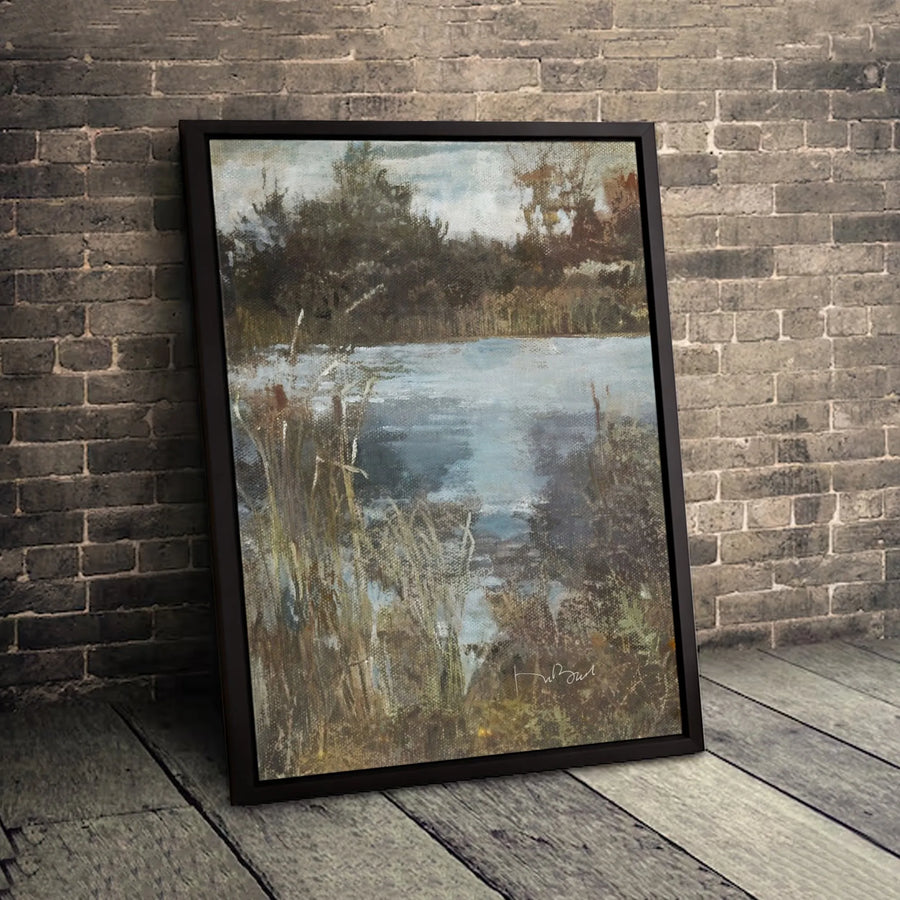 Impressionist Marshland Canvas Wall Art | Serene Landscape Oil Painting Style | Premium 1.25 Inch Gallery Wrap | Peaceful Home Decor Gift
